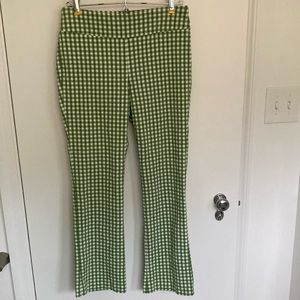 J McLaughlin Ivy green & white gingham pants size 4